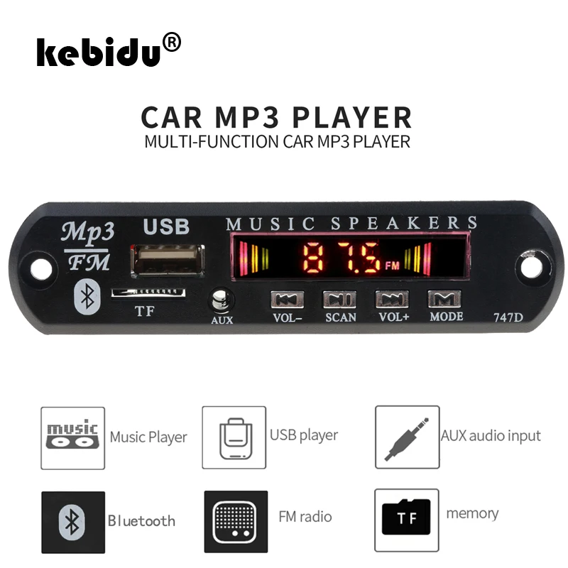Mp3-плеер kebidu Плата декодера Bluetooth-приемник FM-радио TF USB 3 5 мм AUX модуль