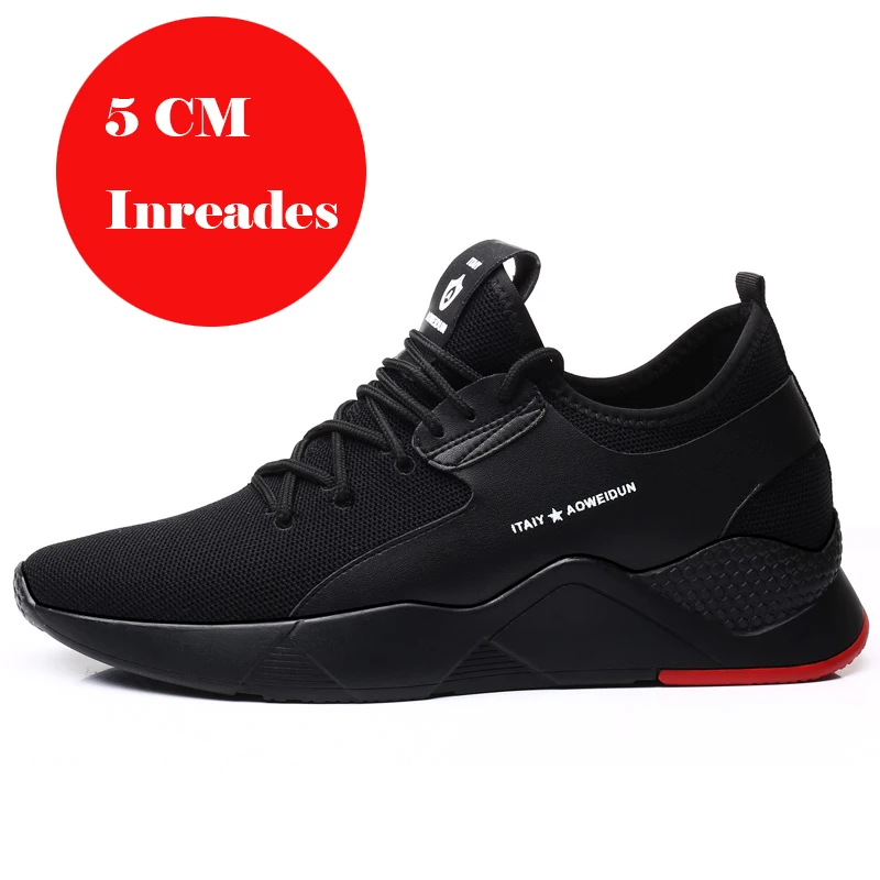 5cm increased black Misalwa/Новинка; мужская повседневная обувь; коллекция года; дышащие кроссовки, визуально увеличивающие рост на 5-7 см; мужские кроссовки на шнуровке; популярная обувь, увеличивающая рост - Цвет: 5cm increased black