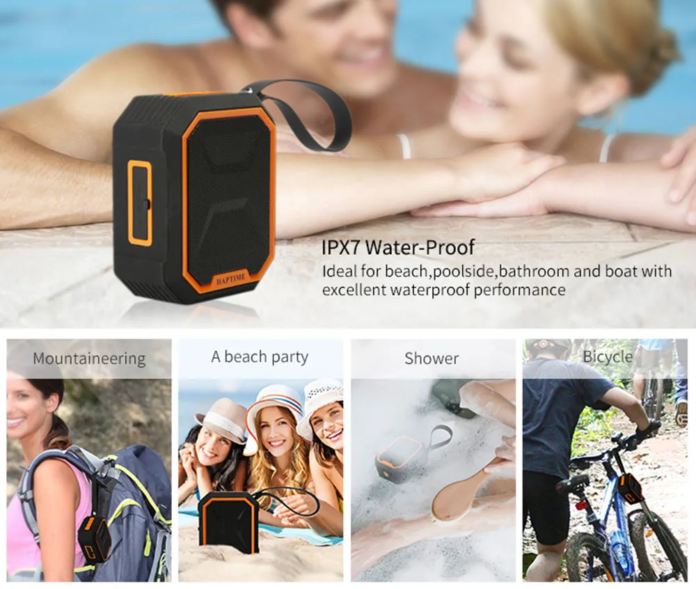 Открытый IPX7 портативный ремешок беспроводной Bluetooth динамик звонки громкой связи стерео динамик водяная пыль-доказательство Bluetooth 4,2 TF карта
