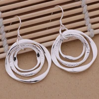 production hot charm women lady valentines gift silver charm women circles earrings free shipping jewelry le008