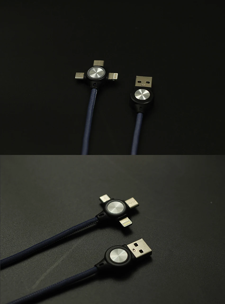 ACCEZZ 3 в 1 USB кабель светодиодный 3 А Быстрая зарядка зарядное устройство для iPhone samsung huawei Xiaomi 8 Pin Micro type C зарядный шнур провод для передачи данных