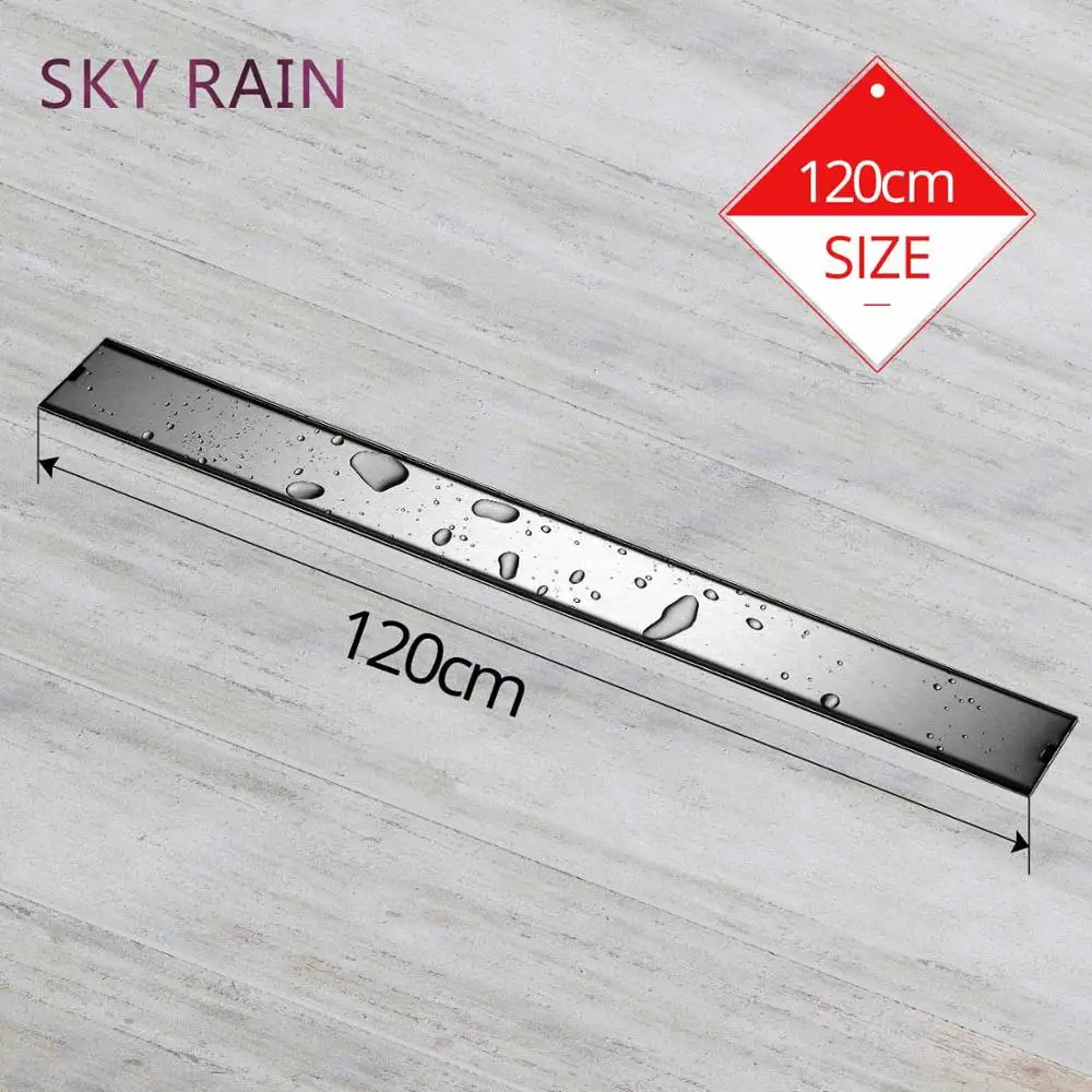 120 cm Floor Drain Звездного неба для дождливой погоды линейный Запах стойкий и напольным трапом 60/80/100/120 см прямоугольник 304 Нержавеющая сталь Невидимый длинный дренаж пола в ванной - Цвет: 120 cm Floor Drain