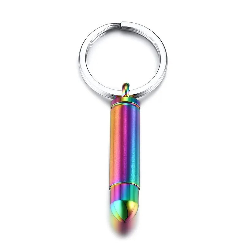 10mm Bullet Keychain Stainless Steel Two Tone Special Nickel Locked Groomsman Birthday Jewelry - Цвет: 036H