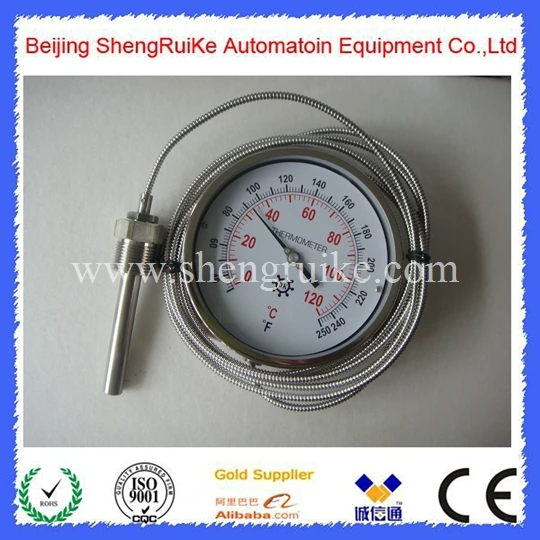 Удаленный биметаллический термометр с капиллярным циферблатом 6 дюймов|bimetal