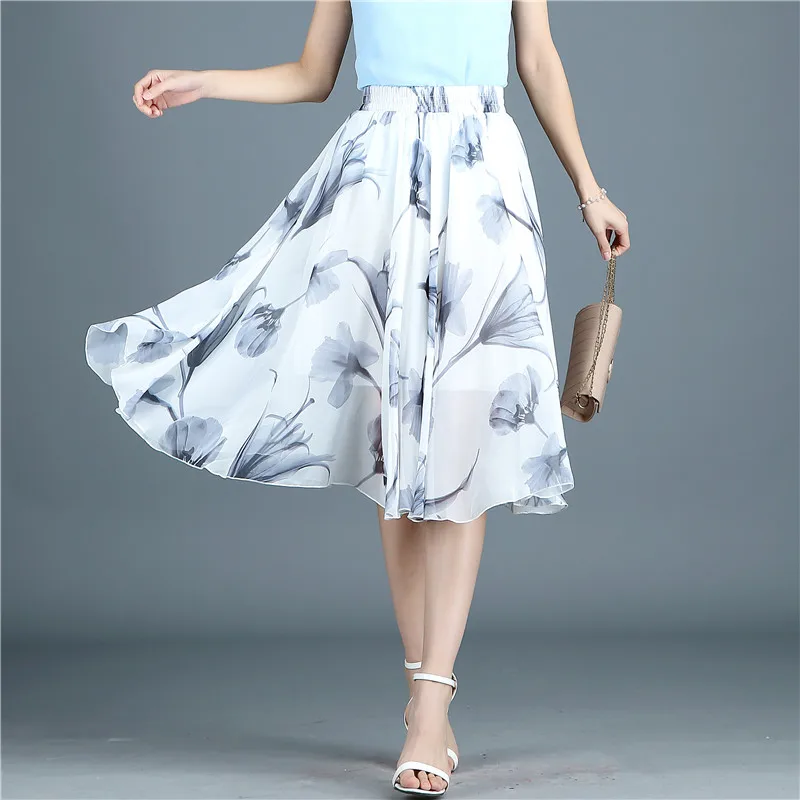 2018 летние юбки женская шифоновая юбка с высокой талией женские длинные для