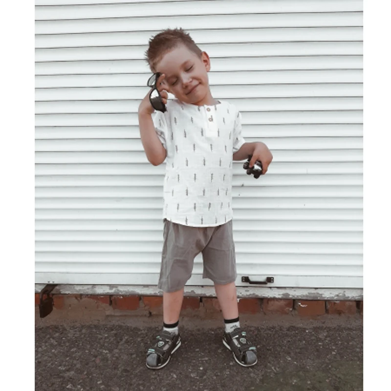 Комплект одежды для новорожденных мальчиков футболка активного отдыха с принтом