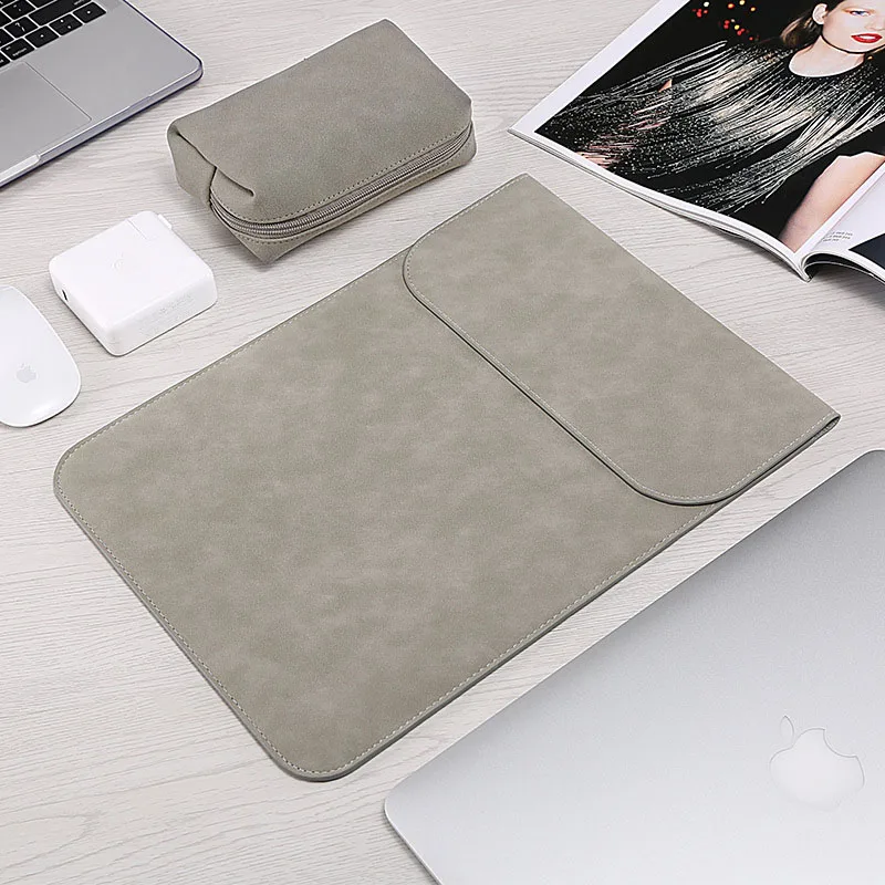 Gray Чехол для ноутбука с магнитной пряжкой для Macbook Air Pro 11 12 13,3 15,6 Asus Dell hp notebook Sleeve 13,3 15 водонепроницаемый матовый чехол - Цвет: Gray