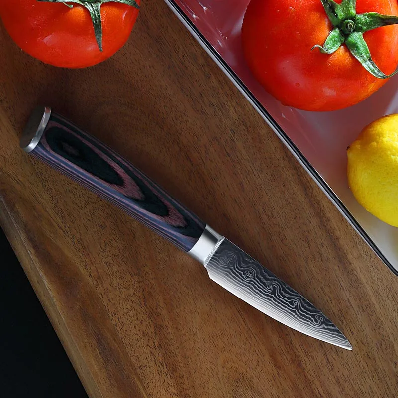 3.5inch paring 8 дюймов поварские ножи из нержавеющей стали имитация дамасской стали кухонные ножи santoku нож для нарезания ножей Подарочный нож - Цвет: 3.5inch paring