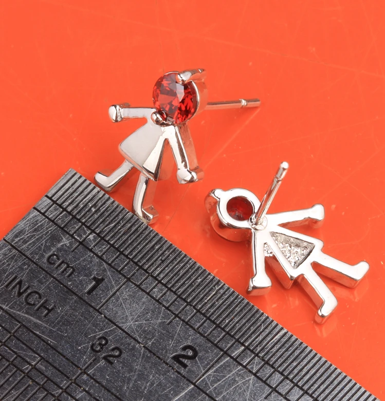 Милые девушки красный гранат Модные украшения для женщин 925 стерлингового