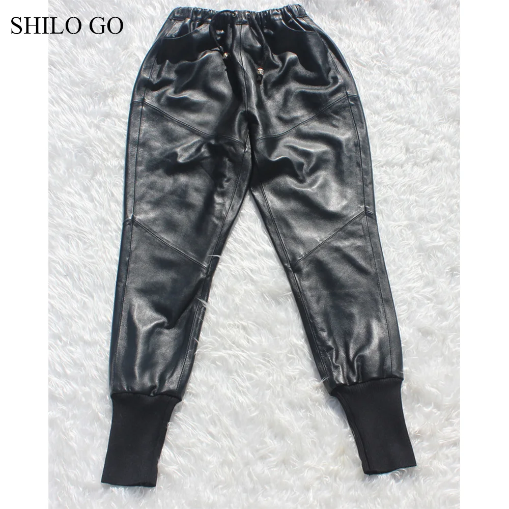Женские кожаные брюки SHILO GO весенние модные из натуральной овечьей кожи