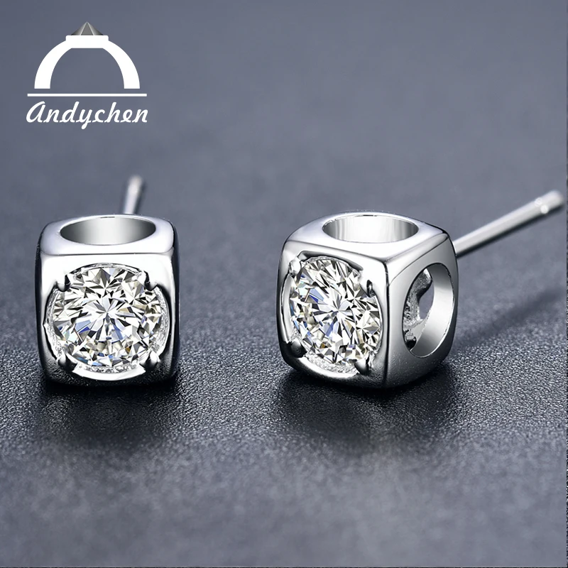 AndyChen белого золота Цвет свадебные серьги AAA Ясно Циркон Обручение Jewelry Серьги для