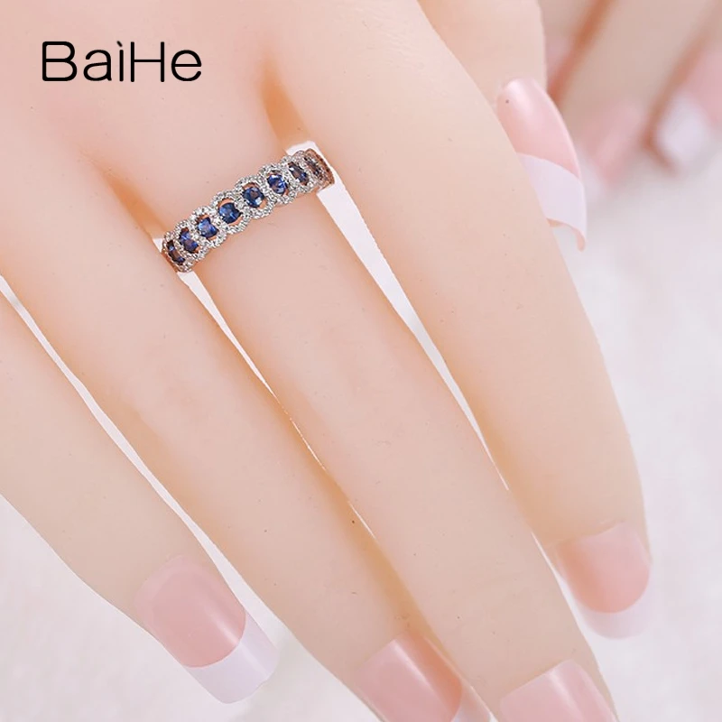 BAIHE, 18 К, белое золото, 0.53CT, сертифицировано H/SI, круглая огранка,, натуральные сапфиры, свадебные, для женщин, модное, Ювелирное кольцо