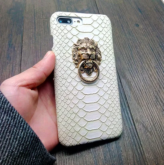 Модные чехлы с головой льва для iPhone 6, 6 S, 7, 8 Plus, змеиная кожа для iPhone 11 Pro, X, XR, XS MAX, держатель для пальцев, задняя крышка, Жесткий Чехол из поликарбоната