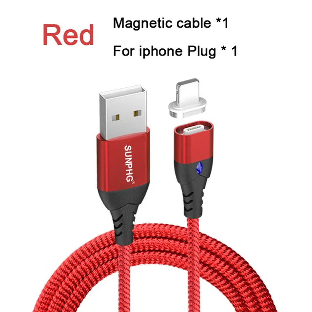 red for iphone Магнитное зарядное устройство SUNPHG type C для samsung A9 A8 NOTE 9 type c Galaxy S9 NOTE 8 A7 кабель для быстрой зарядки телефона для iPhone x 8plus 1 м - Тип штекера: red for iphone