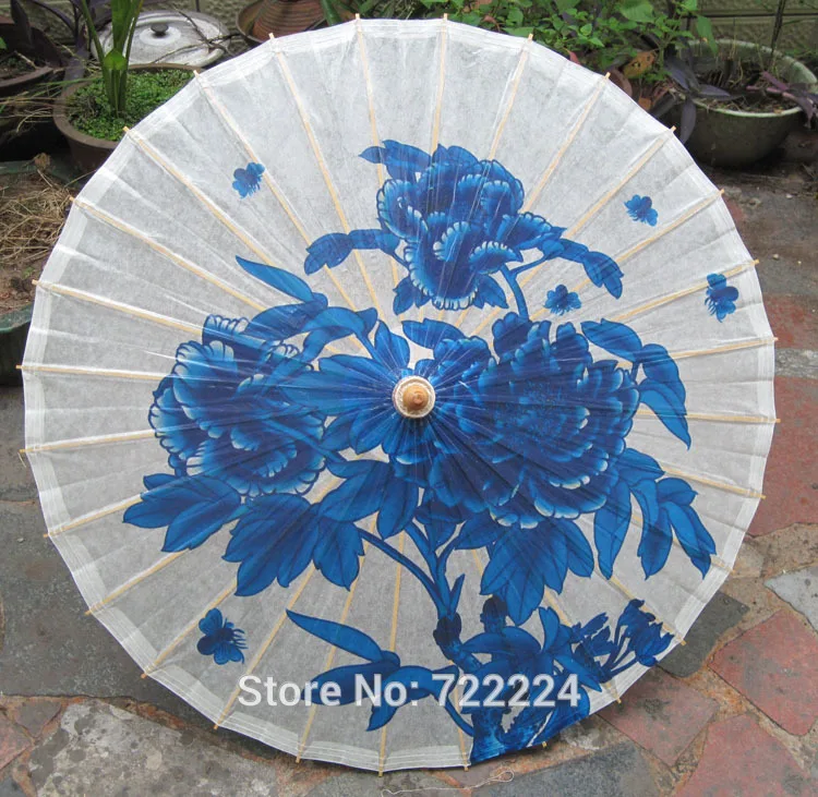 Диаметр 50 см китайский классический синий зонт ручной работы с рисунком розы
