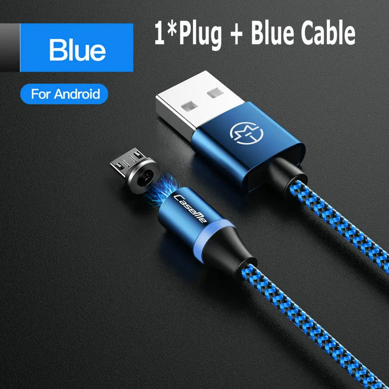 For Android - Blue CaseMe 3 в 1 Магнитный USB кабель для samsung huawei для iPhone XS MAX Магнитный штекер Micro USB кабель usb type C шнур Быстрая зарядка - Цвет: For Android - Blue