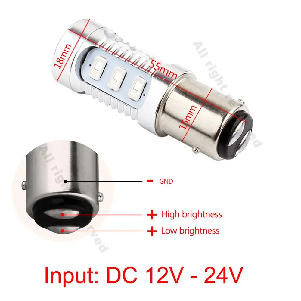 2pcs 1157 BAY15D LED Bulbs 12SMD 5630 Chips P21/5w led Lamps For Brake Lights High Power Car Bulb White Red Yellow Auto 12V | Автомобили и
