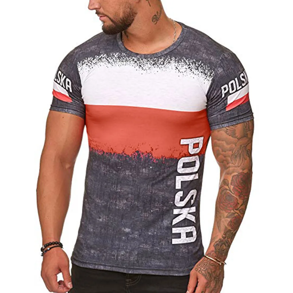 Мужская футболка с круглым вырезом и 3D принтом градиентом|Мужские футболки| |