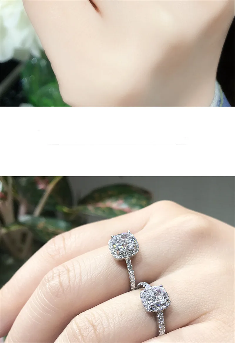 CC 925 серебряных колец для женщин кубический цирконий Красочные прямоугольник камень Обручальное кольцо модные свадебные украшения Прямая CC595