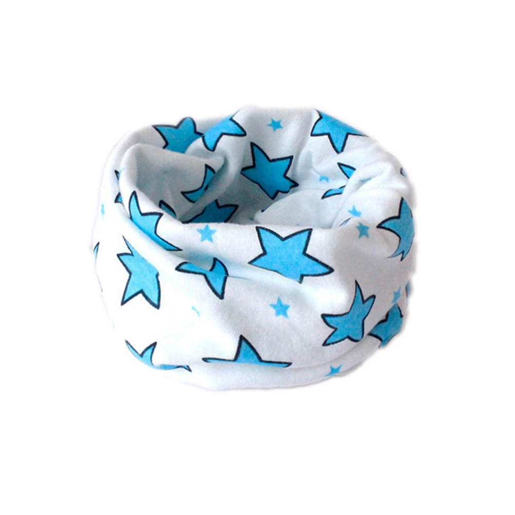 Hot Selling Children Warm Cotton Scarf Shawl Winter Cartoon Print Pattern Comfortable Scarf-B5 - Цвет: star blue