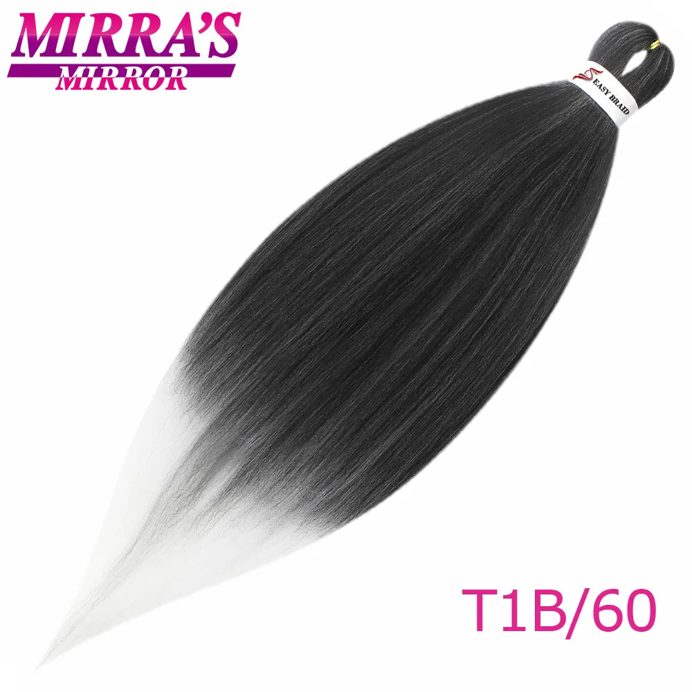 T1B-60 Mirra's Mirror's Mirra's Mirror, косички для волос, Омбре, предварительно растягивающиеся плетеные волосы, синтетические волосы кроше для наращивания 2" 26" EZ Professional - Цвет: T1B-60