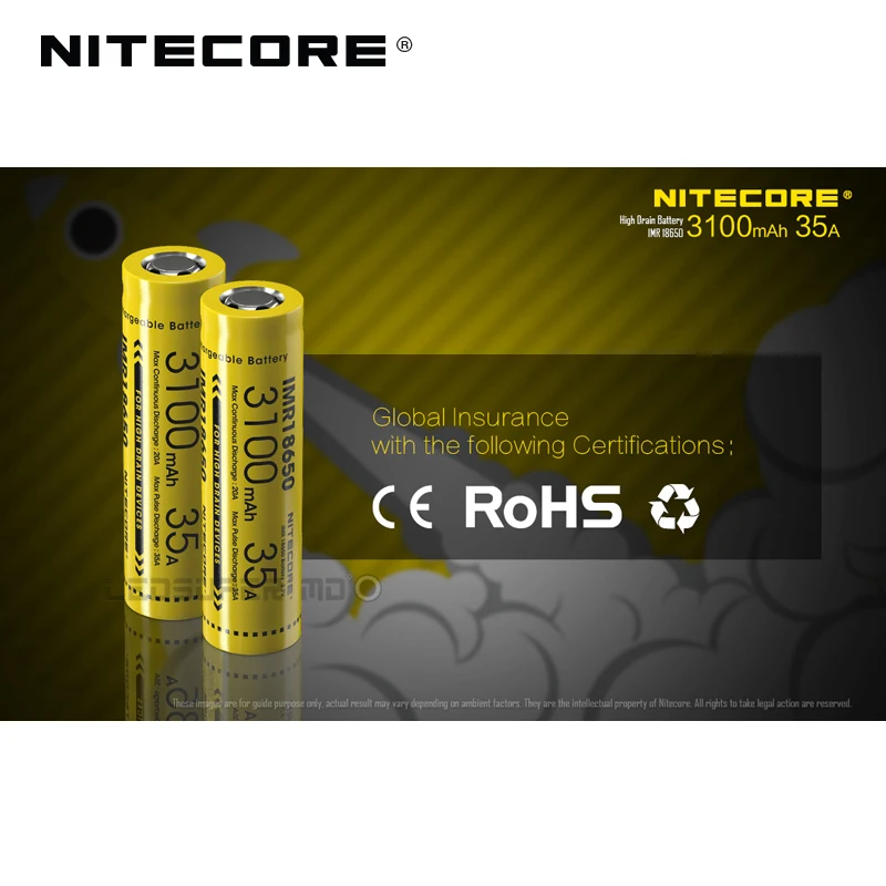 Заводская цена аккумулятор Nitecore IMR 18650 3100 мАч 35A с высоким потоком энергии