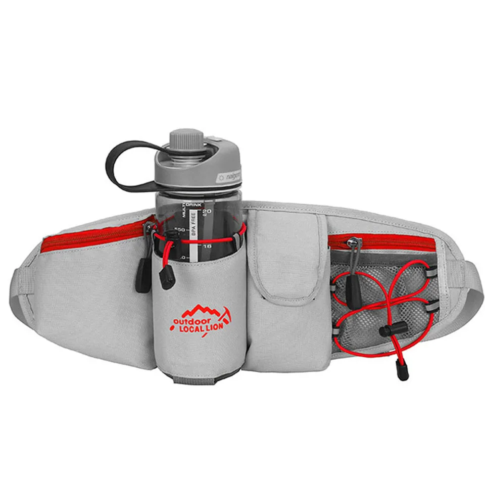 Grey with Red Местный лев унисекс Беговая сумка для путешествий Удобная походная Спортивная поясная сумка на молнии сумка для бега дорожные велосипедные поясные сумки - Цвет: Grey with Red