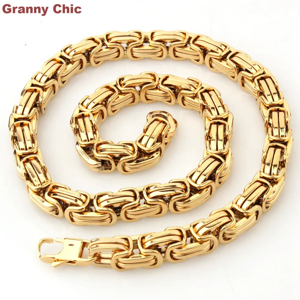 Ожерелье Granny Chic из нержавеющей стали для мужчин Модная бижутерия золотого цвета
