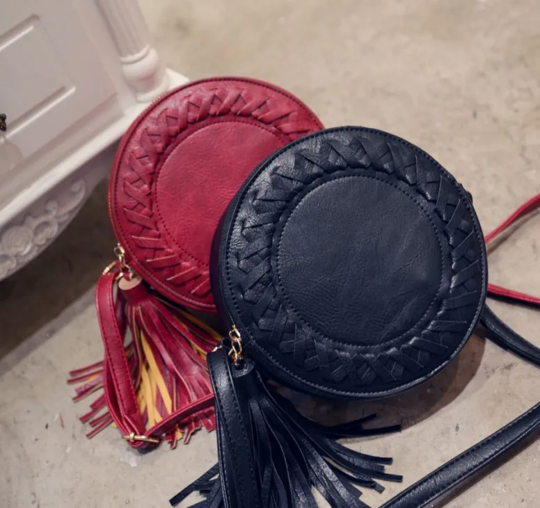 Женская сумка конфеты цветные тканые булочки универсальные бахромой женская