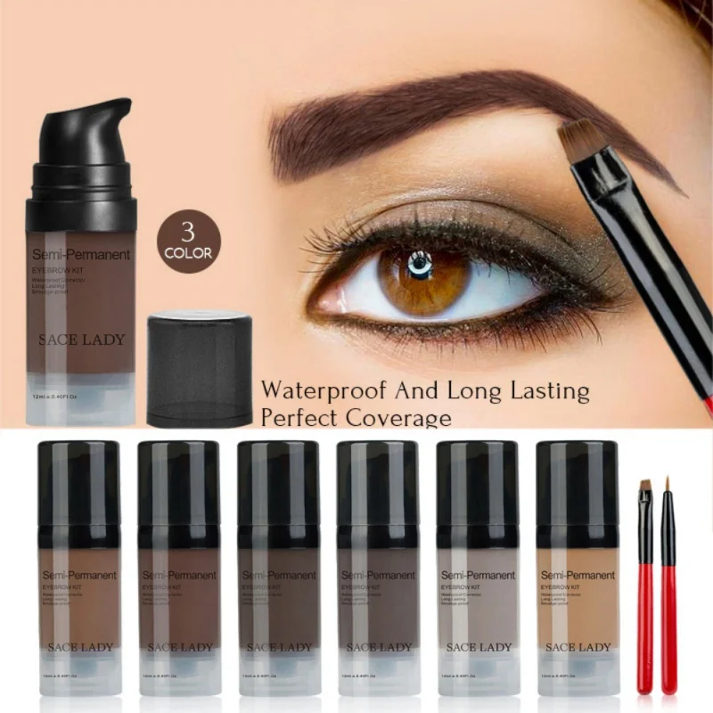 2pcs Beauty Liquid Eyebrow make up Dye Easy Coloring Long Lasting Effect Waterproof Eye Makeup Brushes Cosmetic | Красота и здоровье