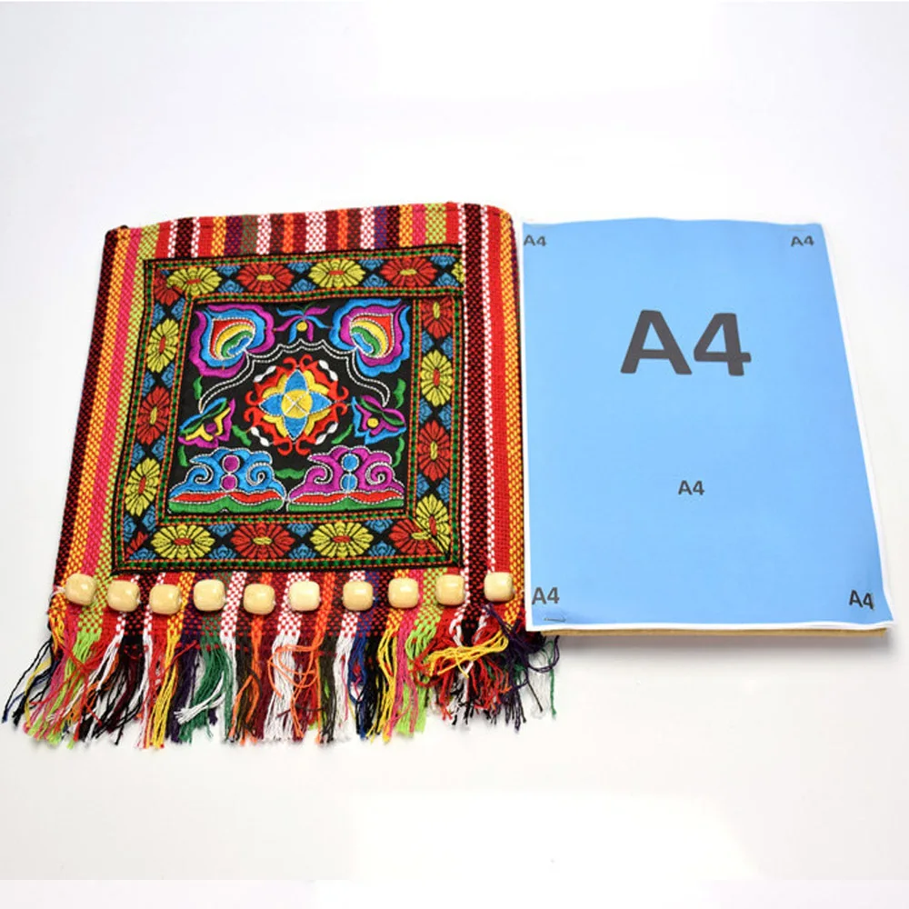 Hmong Vintage Chinese National Style Ethnic Shoulder Bag Embroidery Boho Hippie Tassel Tote Messenger Bags