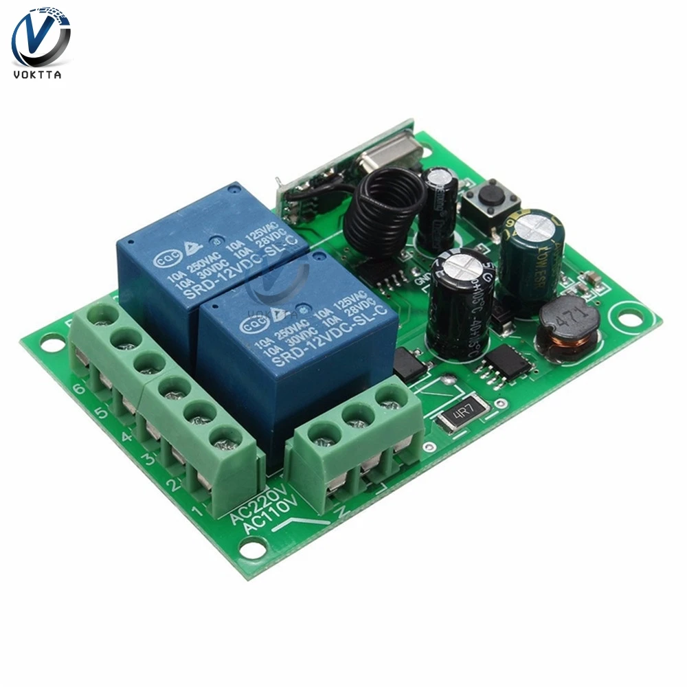 AC 220V реле 433MHz 10A 2 канала беспроводной RF реле пульт дистанционного управления Модуль приемника реле задержки таймера Temporizador