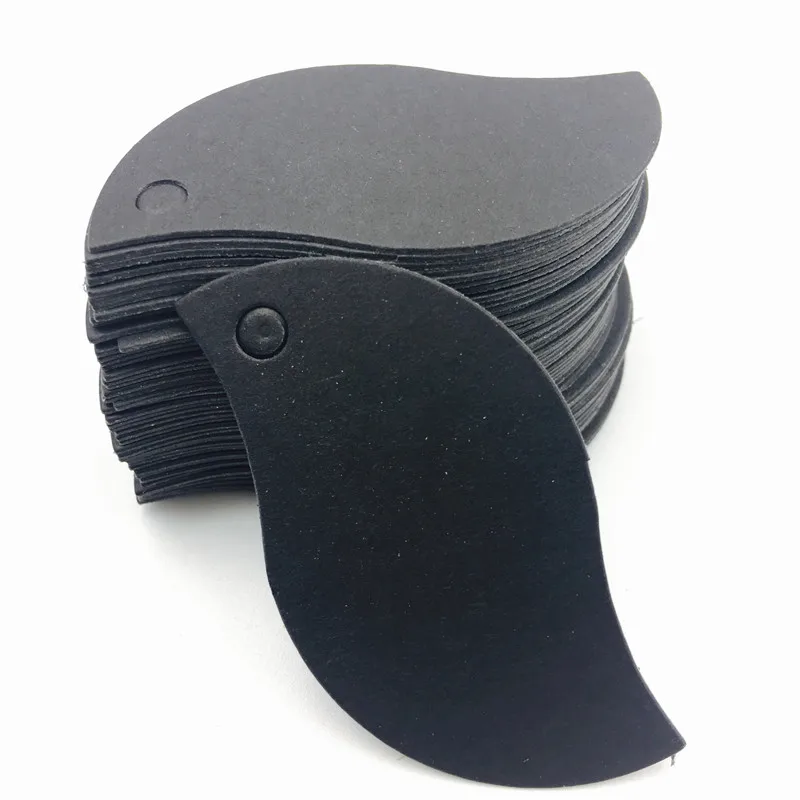 

100 шт./лот черные коричневые бирки из крафт-бумаги «сделай сам» мини-этикетка для еды в форме птицы листьев свадебная открытка пустая цена подвеска бирки струны 5*3 см