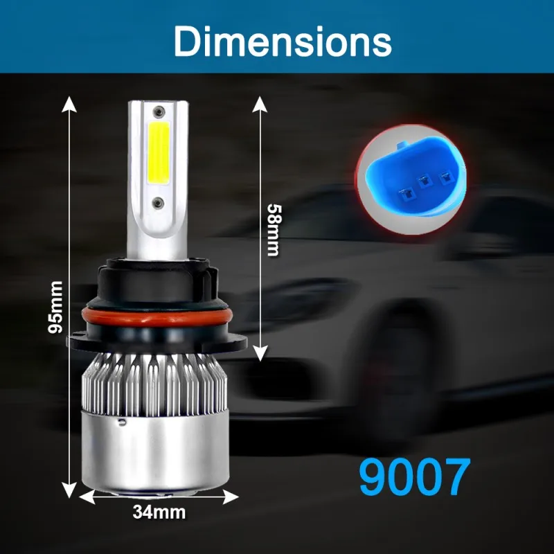 2 шт. C9 9007 HB5 72W фары для 7600LM/Пара Авто автомобильная светодиодная лампа