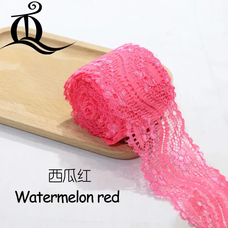 watermelon red 5 Ярд 24 смешанные цвета аксессуары для одежды изысканный цвет кружево качество ткань кружево с эластичным кружевом шириной 5,5 см эластичное кружево, лента - Цвет: watermelon red