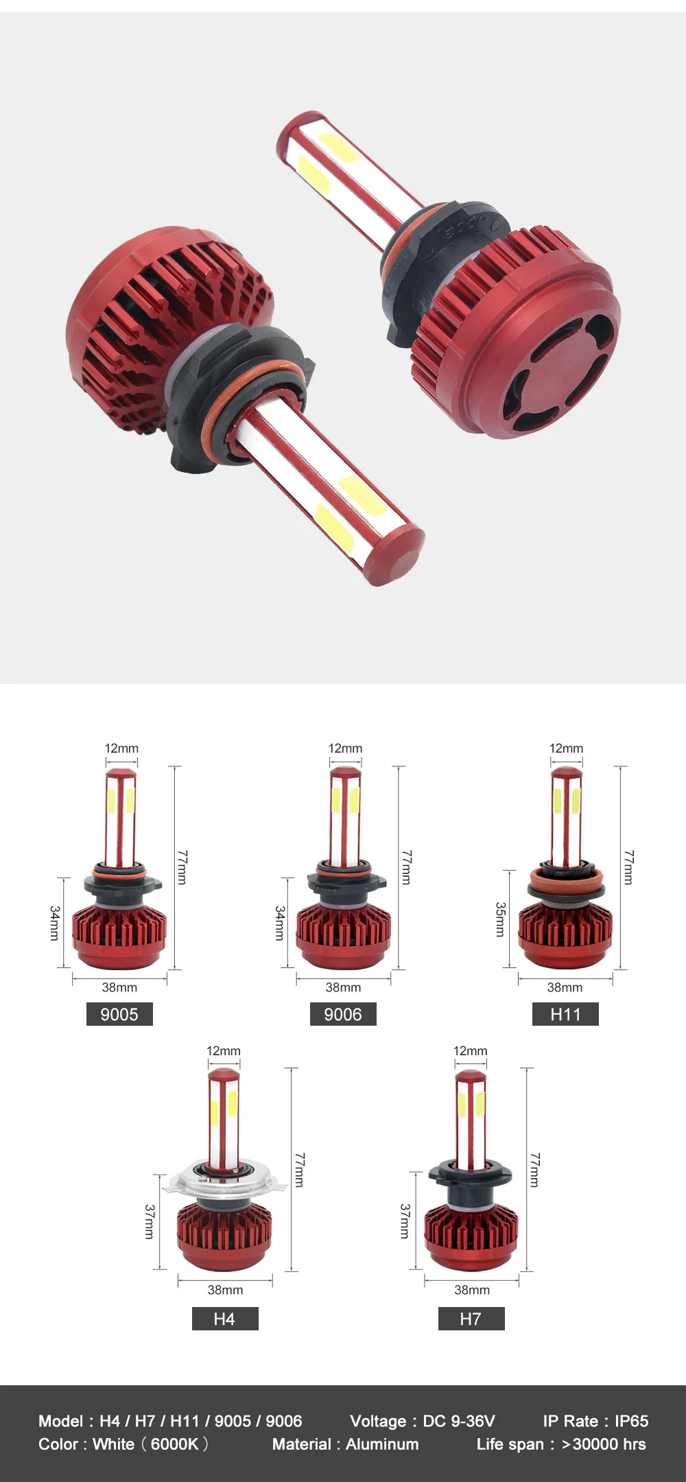 ANBLUB H4 светодиодный H7 H11 9005 9006 COB Светодиодный фар автомобиля лампы 110 W 12 V 24 V 4 стороны супер яркий авто фары лампы 6000 K