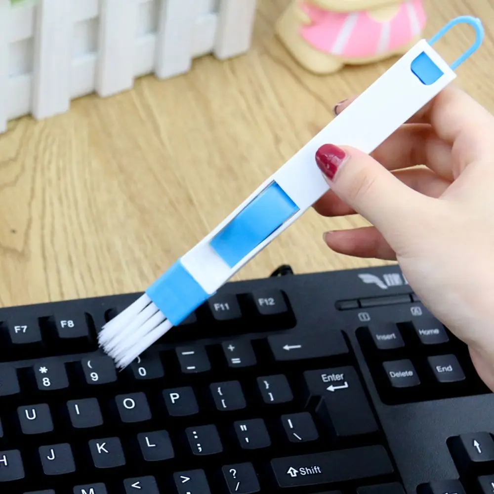 Blue 1 шт., 2 в 1, Офисная многофункциональная щетка для чистки оконной дорожки, лопата, компьютерная клавиатура, складная щетка, инструмент для очистки офиса - Цвет: Blue