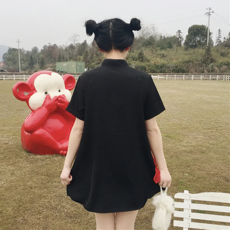 Женское ажурное мини-платье в стиле Харадзюку винтажное свободное