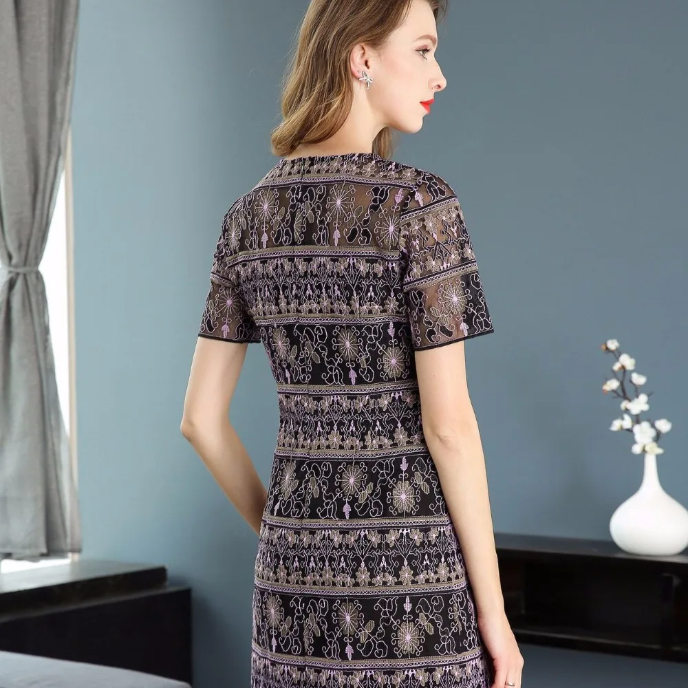 Летнее платье с вышивкой 2018 новый элегантный Для женщин Платья для круглым