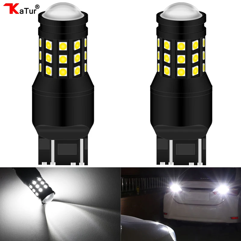 Katur 2 шт. 7443 w27/5 Вт Светодиодная лампа T20 два контакта 3030 SMD 6000K белая светильник ная