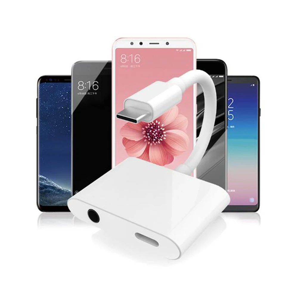 Зарядный кабель 2 в 1 с USB Type C на разъем 3 5 мм аудиокабель для наушников адаптер iPad
