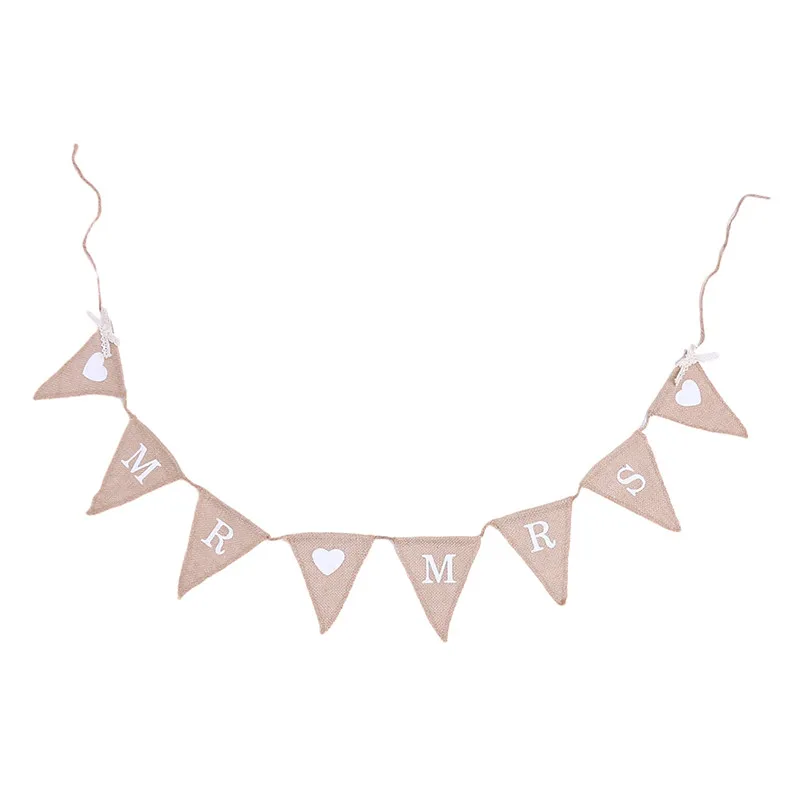 Mr Mrs Wedding Banners Photo Props Vintage Banner Jute Bunting Marry Rustic Garland Party Hanging Mariage Decoration New | Дом и сад