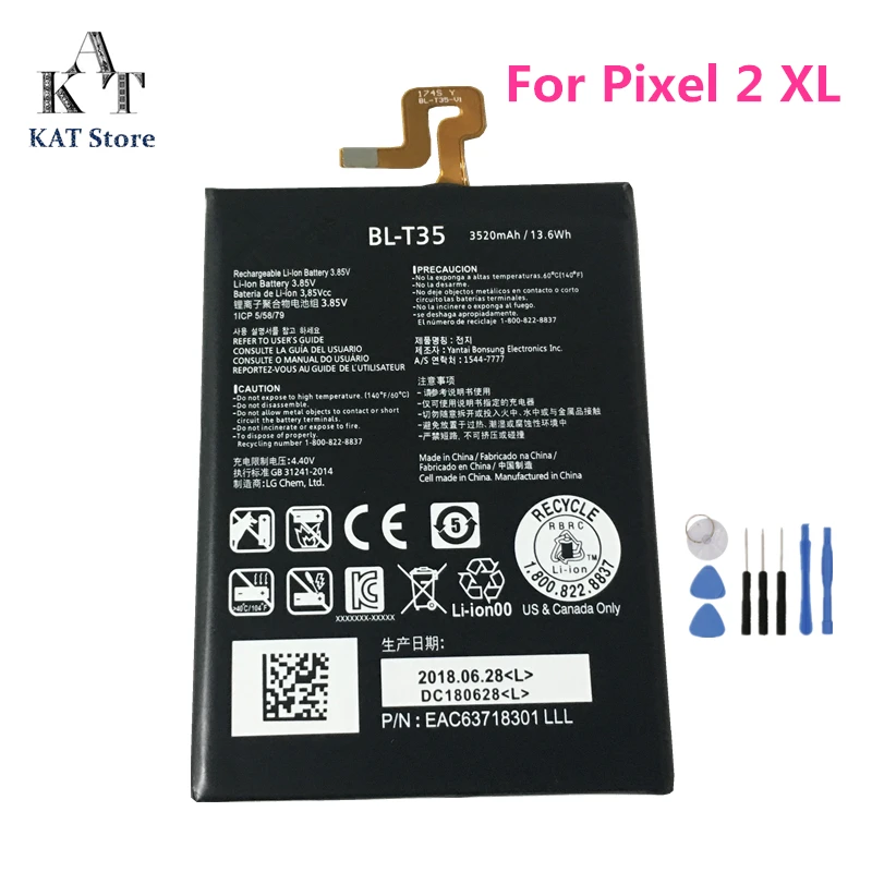 Аккумулятор мобильного телефона для LG Google 2 Pixel XL 3520mAh батареи BL-T35 перезаряжаемый