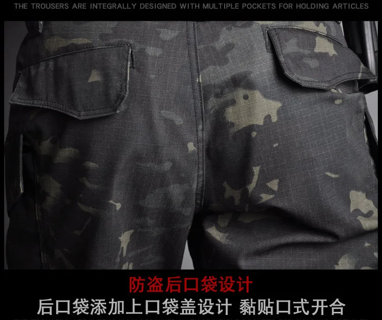 Ninja походные брюки, тактические брюки-карго, мужские армейские военные брюки, хлопок, много карманов, эластичные мужские повседневные брюки