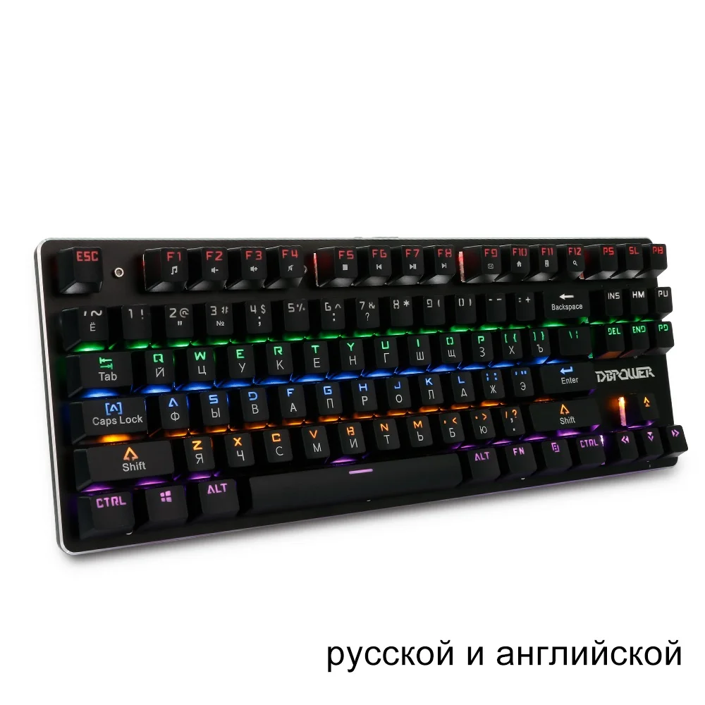 DBPOWER Русский/Английский механическая клавиатура 87/104 ключей с подсветкой синий