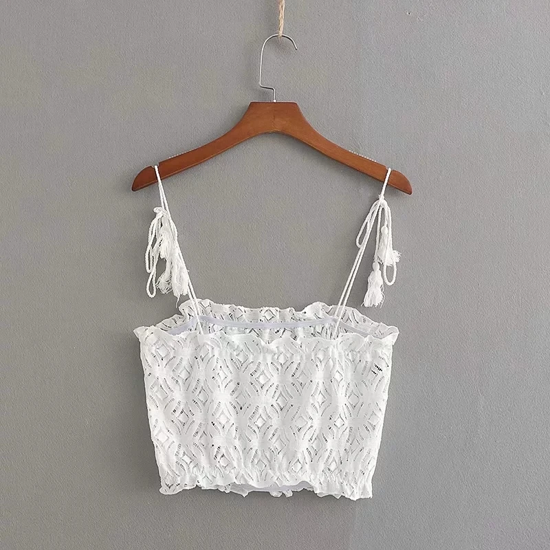 Летние топы boho Sexy рукавов Растениеводство Топ для женщин Винтаж Элегантный Вышивка Белый майка корейский Бюстье Лук оборками жилет
