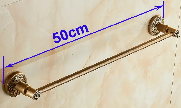 L is 50 cm 2", 60 см) один держатель для полотенец/полотенец, твердый алюминий, античная латунь отделка, настенные аксессуары для ванной комнаты - Цвет: L is 50 cm