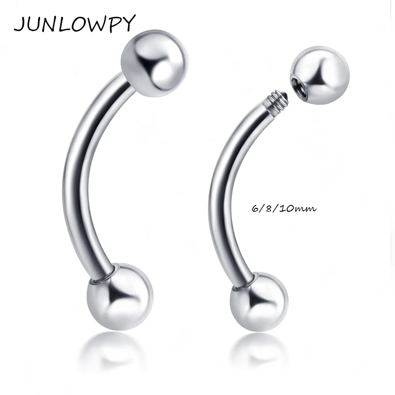 

JUNLOWPY Eyebrow banana ring mix 6/8/10mm 50pcs/lot body piercing jewelry stainless steel nose Rings labret traugs ear bar