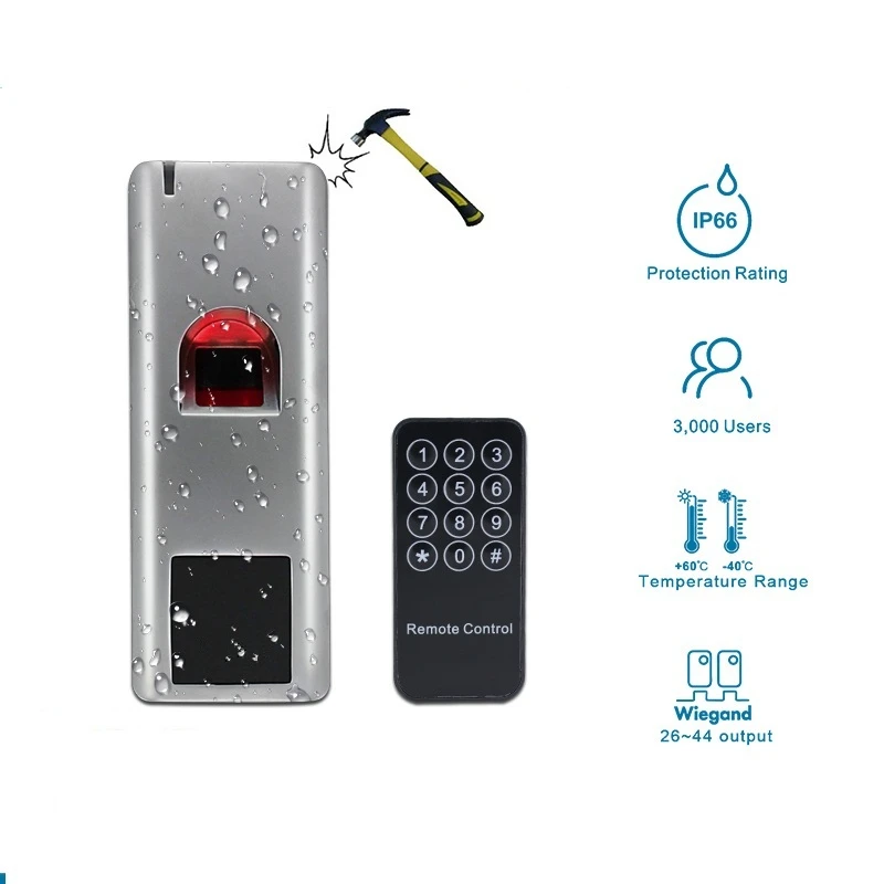 LPSECURITY IP66 Водонепроницаемая металлическая биометрическая система контроля