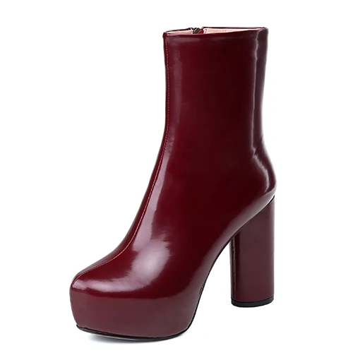 Red shoes Gdgydh/ женские ботинки из натуральной кожи; женские ботильоны из натурального материала; женская обувь на платформе с круглым носком; хорошее качество - Цвет: Red shoes